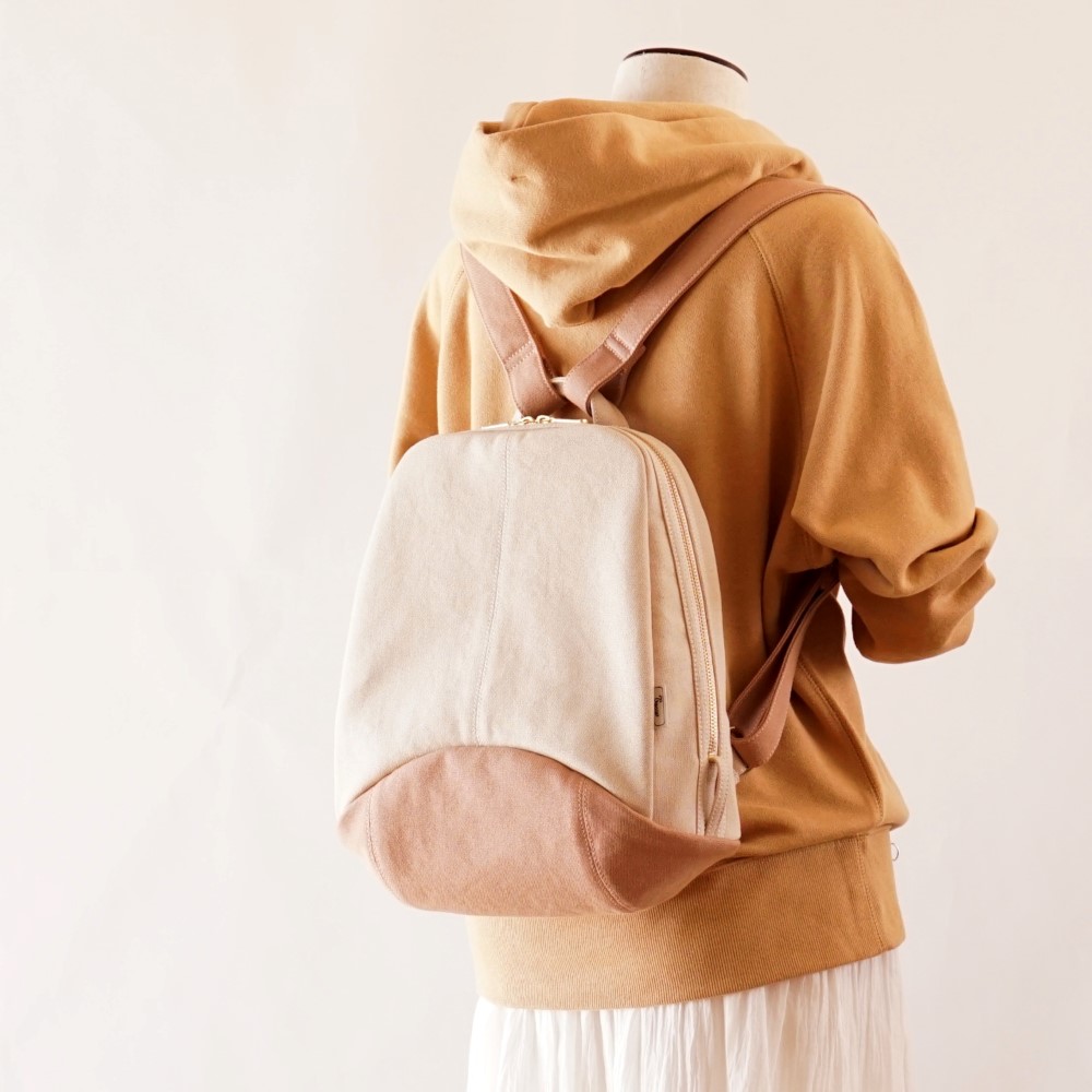 ムース / アイボリー × ピンクベージュ 【受注制作】 Trocco 帆布バッグ