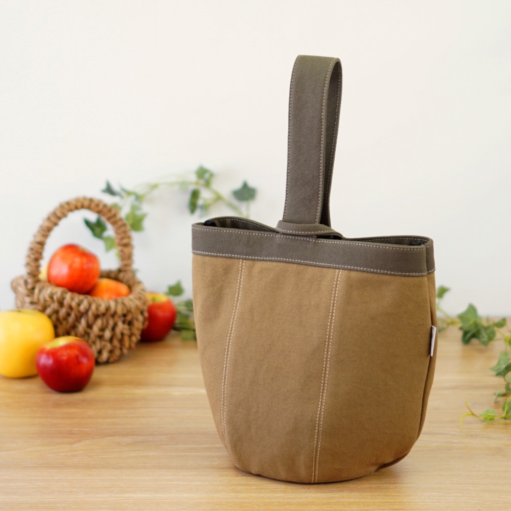 アップル / ブラウンベージュ × カーキ 【受注制作】 Trocco 帆布バッグ