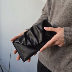 SIWA : leather wallet. black 1枚目の画像