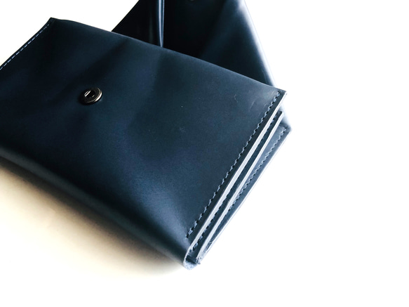 muji leather wallet.blue 2枚目の画像