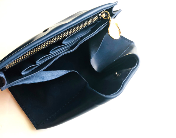 muji leather wallet.blue 5枚目の画像