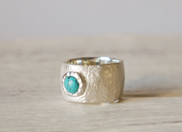 再販★simple wide pinky ring（sv＊turquoise）★シンプル★ワイド★シルバー★ピンキー 1枚目の画像