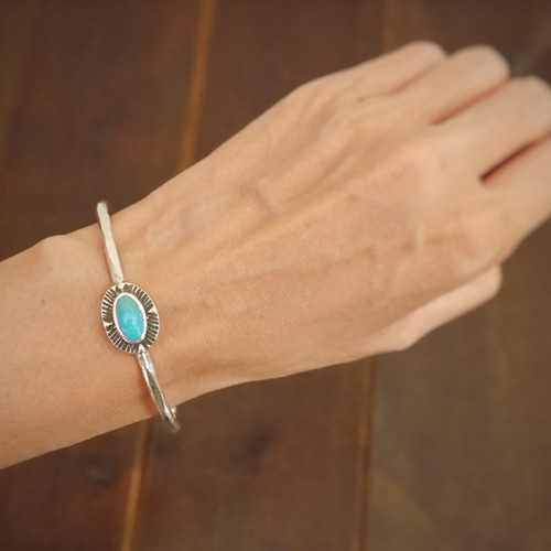 1点物☆Turquoise bangle(sv)☆ターコイズ☆バングル☆12月