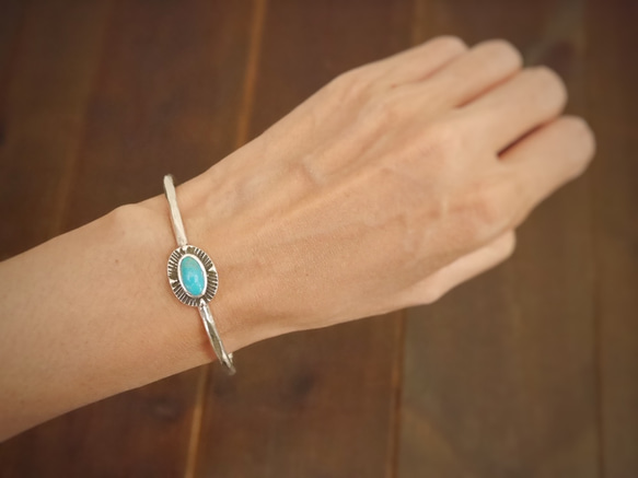 1点物★Turquoise　bangle(sv)★ターコイズ★バングル★12月★天然石 5枚目の画像