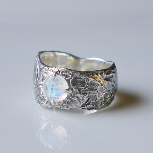 再販☆Rainbow moonstone ring（sv*いぶし）☆レインボームーン  