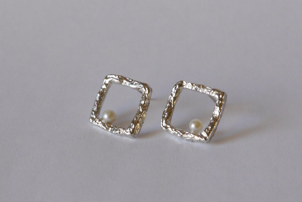 Square pierce(sv)★スクエア★パール★