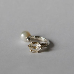 （單耳用）ear cuff(pearl*white topaz*sv) 第3張的照片