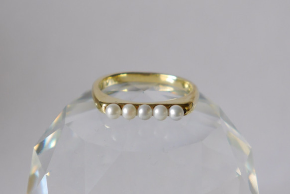 再販★simple pearl ring（淡水*5）シンプル　パール　リング 2枚目の画像