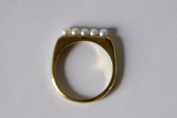 再販★simple pearl ring（淡水*5）シンプル　パール　リング 4枚目の画像