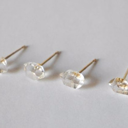 ★Herkimer diamond pierce(K10YG*シリコンキャッチ）★ハーキマーダイヤモンド 3枚目の画像