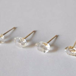 ★Herkimer diamond pierce(K10YG*淡水パールキャッチ）★ハーキマーダイヤモンド 3枚目の画像