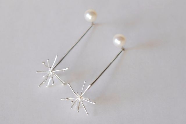 ★2way★Sparkler pierce(sv* pearl)★片耳用★線香花火★シルバー★クリスマス