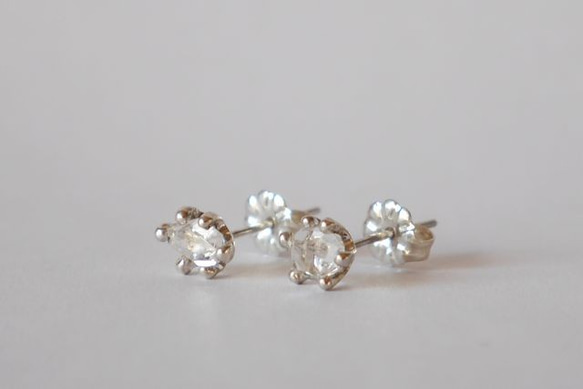 再販★3way Herkimer diamond pierce(sv)　ハーキマーダイヤモンド★ピアス★ 2枚目の画像