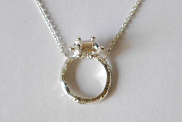 Herkimer diamond baby ring necklace(sv) ハーキマーダイヤモンド★ベビーリング★ 2枚目の画像