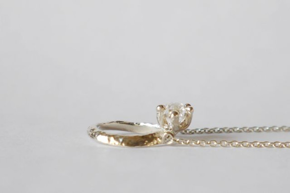 Herkimer diamond baby ring necklace(sv) ハーキマーダイヤモンド★ベビーリング★ 3枚目の画像