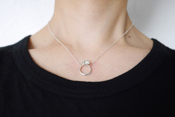 Herkimer diamond baby ring necklace(sv) ハーキマーダイヤモンド★ベビーリング★ 4枚目の画像