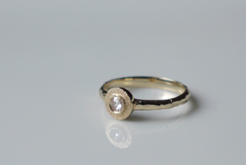 再販★K10 Rosecut diamond ring★ローズカット★ダイヤモンド★リング★華奢