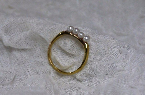 ★再販★simple pearl ring（淡水*4） 2枚目の画像