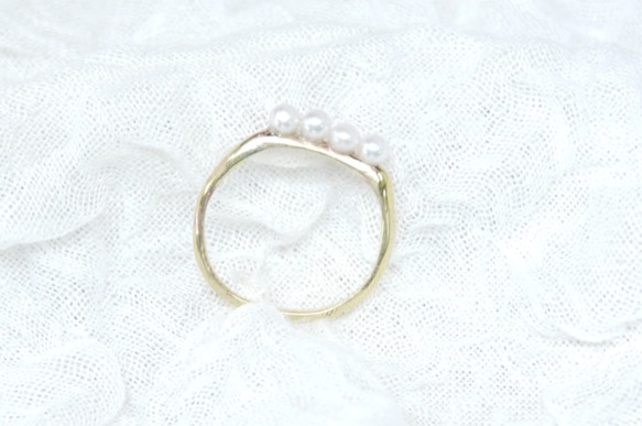 ★再販★simple pearl ring（淡水*4） 1枚目の画像