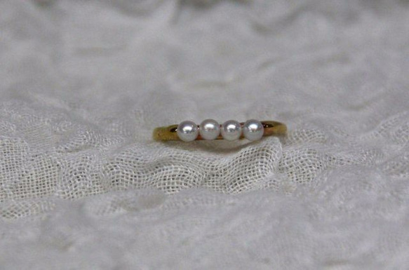 ★再販★simple pearl ring（淡水*4） 3枚目の画像