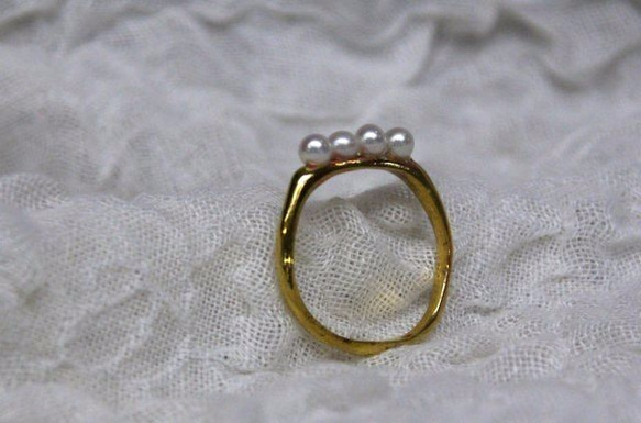 ★再販★simple pearl ring（淡水*4） 4枚目の画像