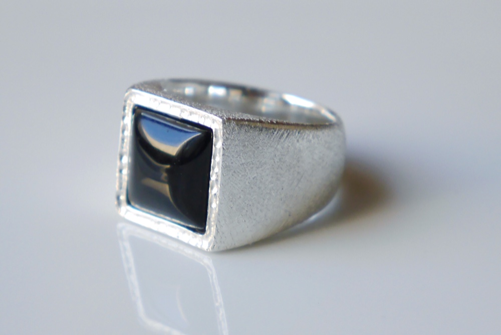 再販★1点物★onyx ring(sv)★オニキス★リング★シルバー★スクエア★ユニセックス★