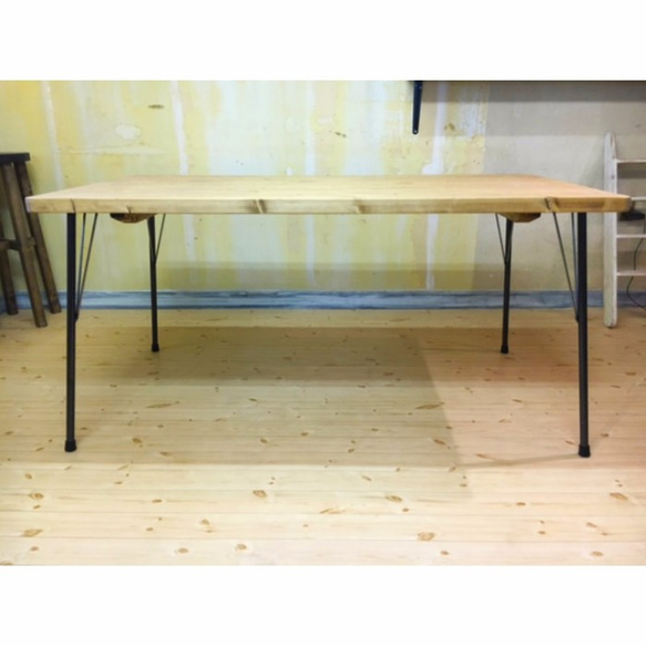 アイアン脚テーブル150 鉄脚 シンプル 北欧 おしゃれ カフェ パイン材 2枚目の画像