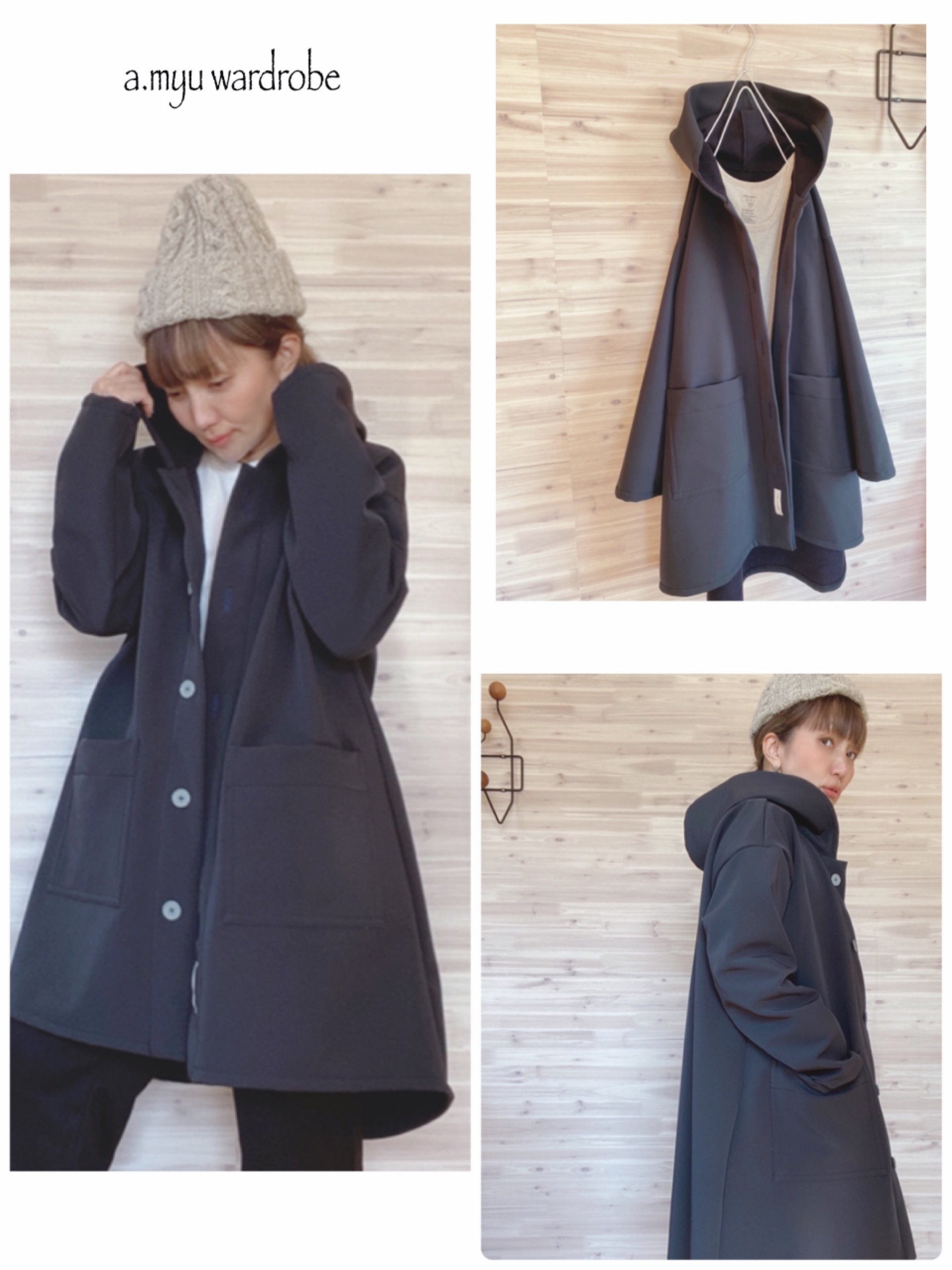 a.myu outdoor♪新作♪オーバーサイズコートソフトシェル使用黒色