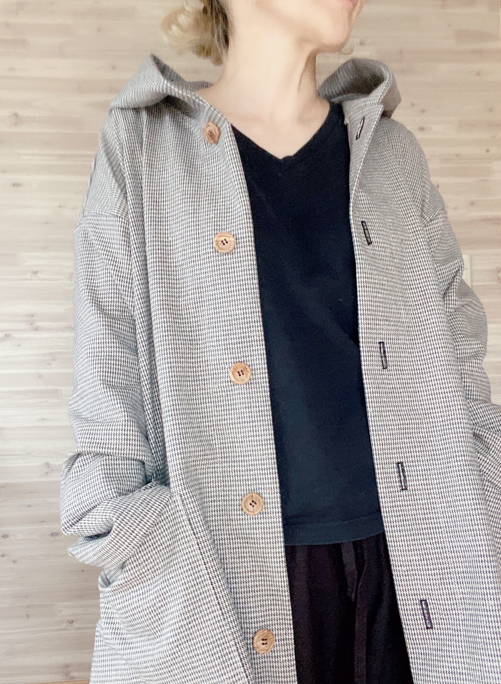 a.myu 上質オーバーサイズのコートジャケット千鳥格子