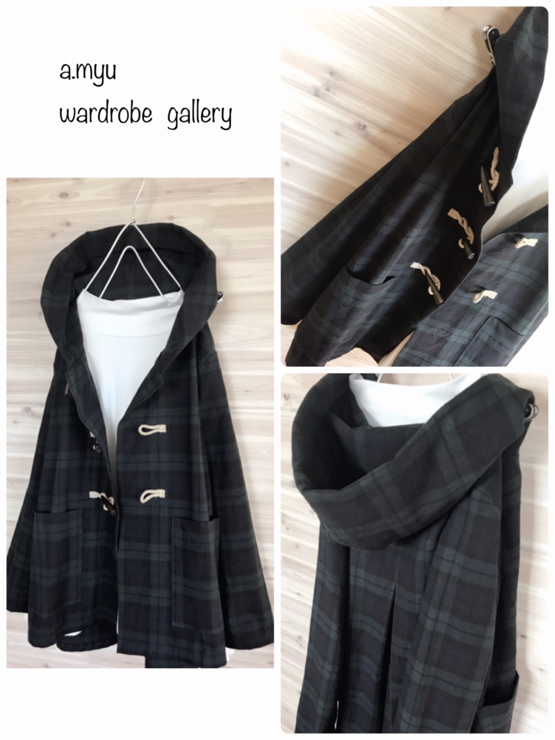 a.myu 春秋♪ナチュラルブラックウォッチ♪後ろタックコート