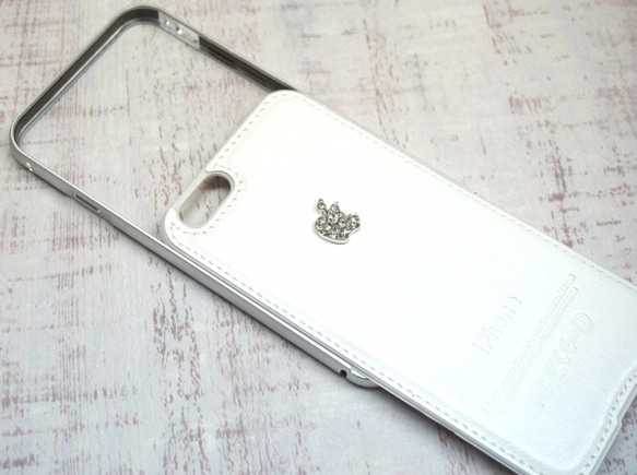 【iPhone5/5s】ラインストーン iPhoneカバー アイフォンカバー 白 ホワイト 4枚目の画像