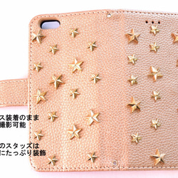 【iPhone6/6s】スター スタッズ 手帳型ケース ゴールド 3枚目の画像