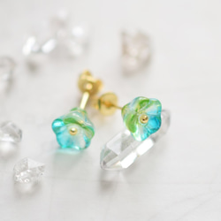 硝子のお花 -Aventurine- ピアス/ノンホールピアス 3枚目の画像