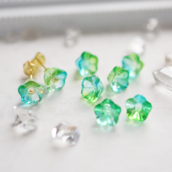 硝子のお花 -Aventurine- ピアス/ノンホールピアス 5枚目の画像