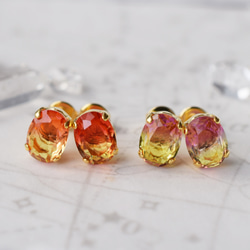 glass jewel【purple＆yellow】 ピアス/イヤリング変更可 2枚目の画像