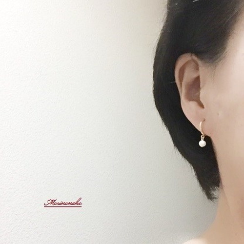 再販）淡水パールフープイヤリング イヤリング・ノンホールピアス 