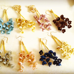 lily bell pierced & earring   salmon pink & navy blue  14Kgf 2枚目の画像