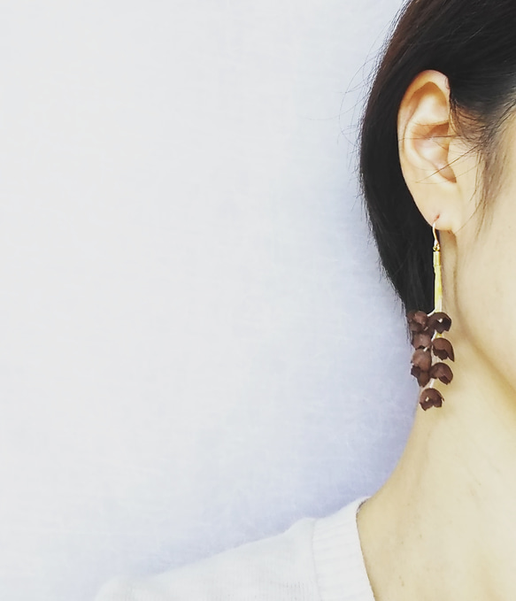 lily bell pierced & earring    brown     14Kgf 5枚目の画像