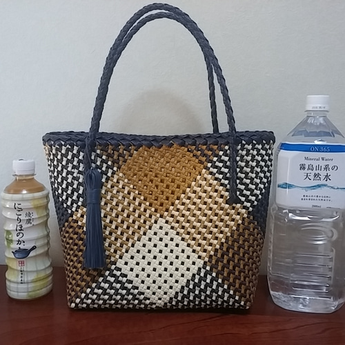斜め石畳編みのかごバッグNo. 7 かごバッグ ake craft 通販