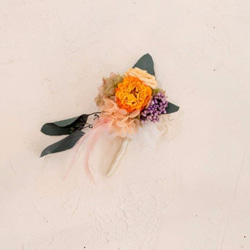 プリザーブドフラワーの春色オレンジローズコサージュ06 1枚目の画像