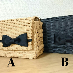 【受注制作】大人可愛いリボンのショルダーかごバッグ 3枚目の画像