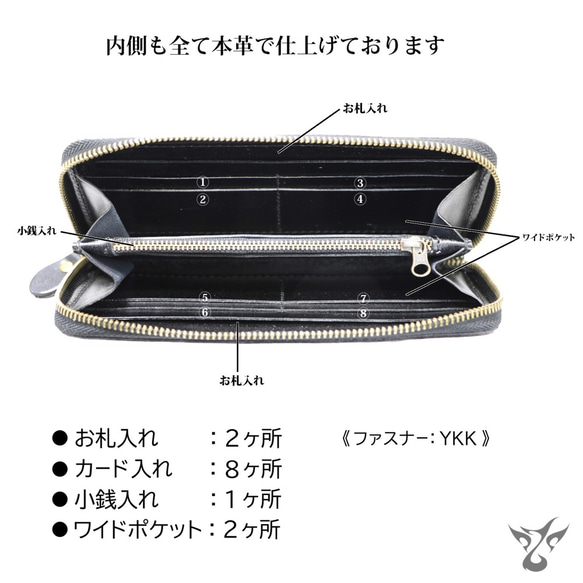 本革 (牛革) 長財布 ロングウォレット グラデーション加工 (レッド) 5枚目の画像