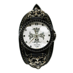 本革 (牛革) 腕時計 レザーブレスウォッチ (文字盤ホワイト) 1枚目の画像