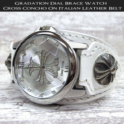 本革 レザー ブレスウォッチ イタリアンレザー メンズ 腕時計 (ホワイト) 2枚目の画像