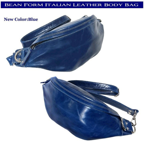 イタリア製 本革 レザー ボディバッグ ショルダーバッグ ブルー MANTUNO 本革 (牛革) イタリアンレザー レザーボディバッグ メンズバッグ 斜め