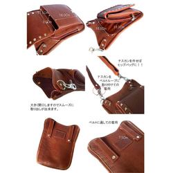 牛革 (牛革) ヒップバック  ショルダーバッグ 2way Bag (ブラウン) 4枚目の画像