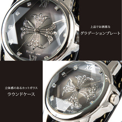 本革 (蛇革) レザー ブレスウォッチ パイソンレザー スネーク メンズ腕時計 5枚目の画像