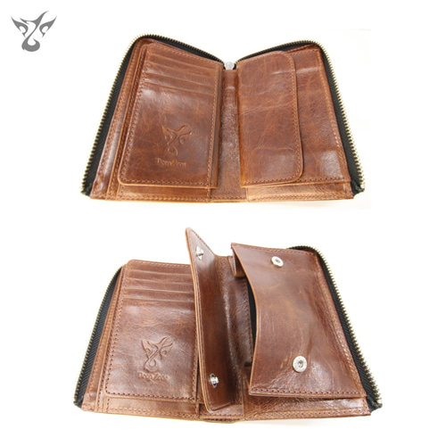 本革 (牛革) メンズ財布 ハーフウォレット イタリアンレザー (ブラウン