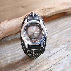 本革 メンズ 腕時計 レザー ブレスウォッチ イタリアンレザー (ブラック) 1枚目の画像