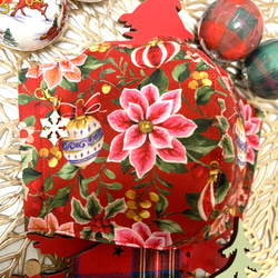 “Creema限量版”一品紅✖️聖誕裝飾✖️附雪紋魅力✨3D布面面具 第2張的照片